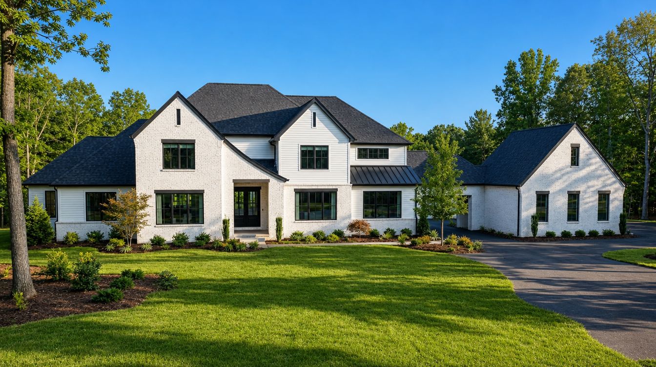 Bright two story white brick family home